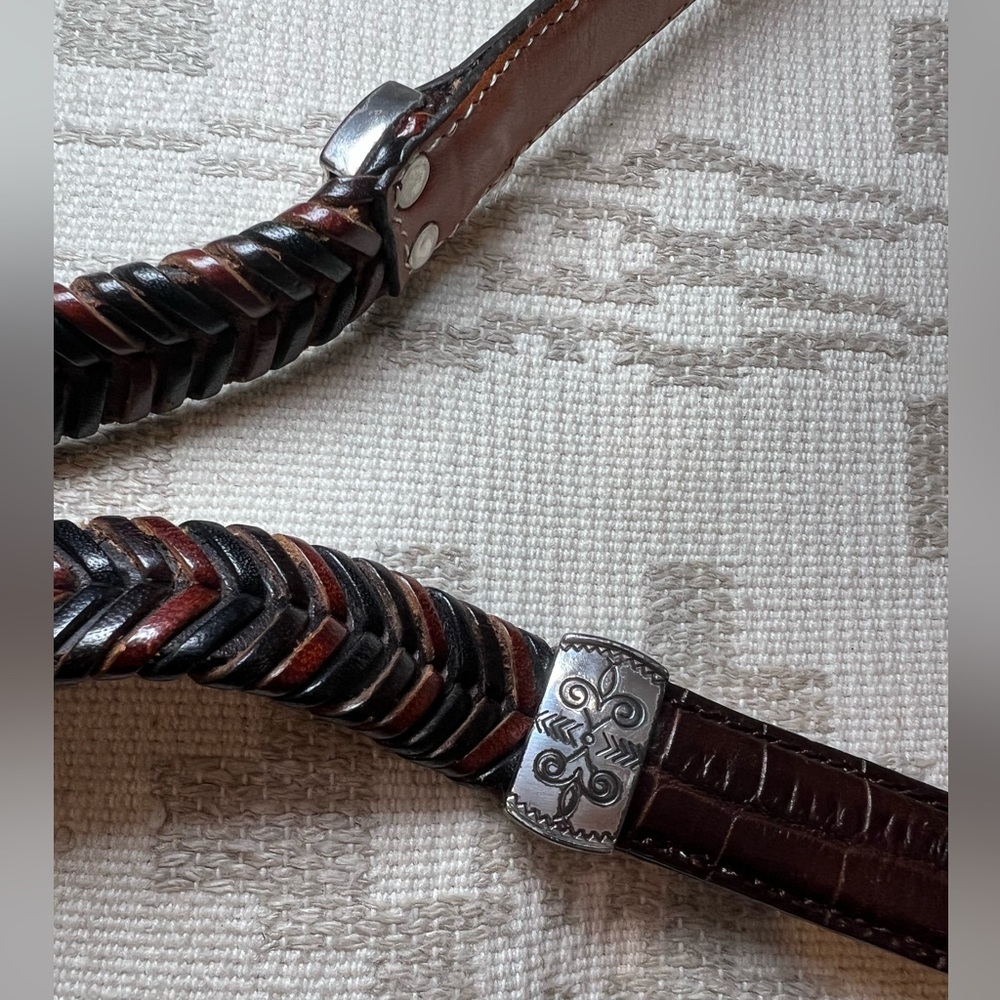 Vintage Brighton Leather Belt Brown Croc Embossed Western Buckle Size 32 M/L - Picture 8 of 10
